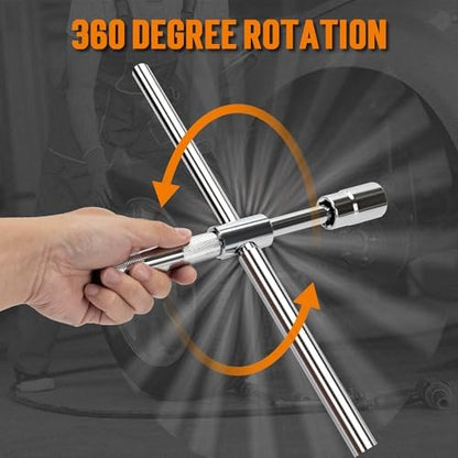 TONDA 4 Way Lug Wrench, Extended Tire Iron, 1/2" Drive, 17/19mm & 21/23mm - Image 3