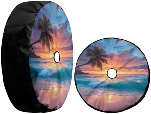 KiuLoam Ocean Sunrise Tropical Palm Tree Spare Tire Cover - Image 3