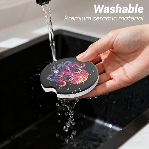 Car Cup Holder Ceramic Coasters 2 Pack, 2.56 in Anti Slip Absorbent Coaster - Image 3