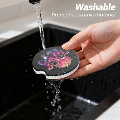 Car Cup Holder Ceramic Coasters 2 Pack, 2.56 in Anti Slip Absorbent Coaster - Image 3