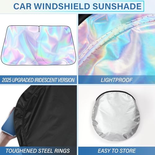 Iridescent Windshield Sun Shade, Reflective Car Sunshade, 57 x 31.5 in - Image 6