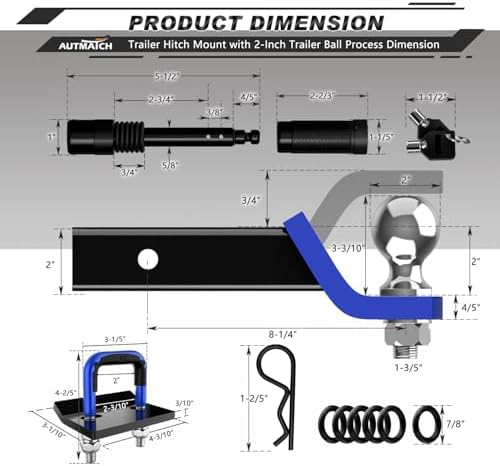 AUTMATCH Trailer Hitch Ball Mount - Image 3