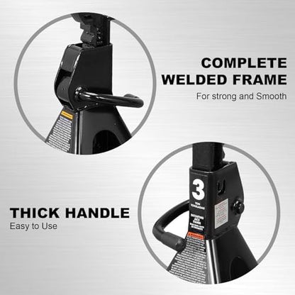 Torin AT43202B-1 Steel Jack Stands: 3 Ton Capacity, 1 Pair - Image 3