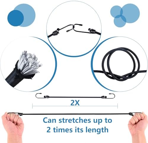 Bungee Cords with Hooks 8 Pack Bungee Cord Includes 12 inches, 18 inches - Image 4