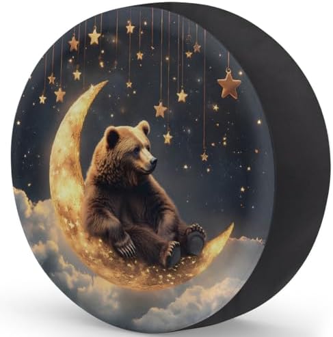 Spare Tire Cover for RV Trailer, Moon Bear Waterproof Sun Leather Wheel Cover - Image 2