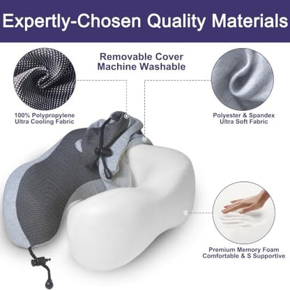 napfun Neck Pillow for Traveling, Upgraded Travel Neck Pillow for Airplane 100% - Image 5