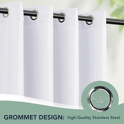White Outdoor Curtains for Patio Waterproof, 8 Drape Panels - Image 6