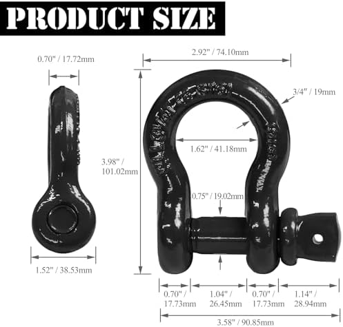 5/8" D Ring Shackle with 3/4" Screw Pin, 3.25T Working Load Limit / 19.5T - Image 4