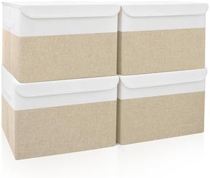 Bagnizer Large 22 Quart Linen Fabric Foldable Storage Bin Cube Organizer Basket by Bagnizer