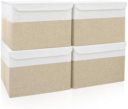 Bagnizer Large 22 Quart Linen Fabric Foldable Storage Bin Cube Organizer Basket by Bagnizer