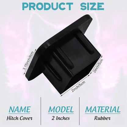 Hitch Receiver Cover 2" Neon Purple Wolf Trailer Hitch Cover Tube Cap Rubber - Image 2