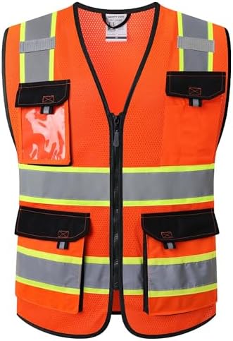 JKSafety Safety Vest for Men Women Hi Vis Reflective Vest JK220 Orange L by JKSafety