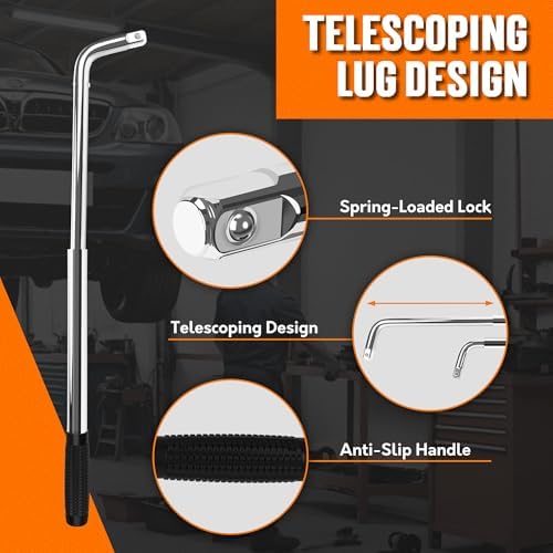 TONDA Telescoping Lug Wrench, Tire Iron, 1/2" Drive, 17/19 & 21/23mm - Image 4