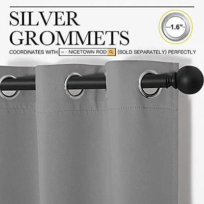 NICETOWN Silver Grey Blackout Curtains - Image 3