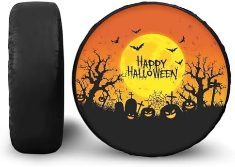 Spare Tire Cover PU Leather, Halloween Night Scene Wheel Covers Waterproof by YGFLPPV