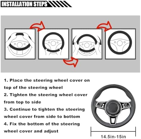 LAINLOY 15" Car Steering Wheel Cover, Microfiber Leather Cover - Image 6