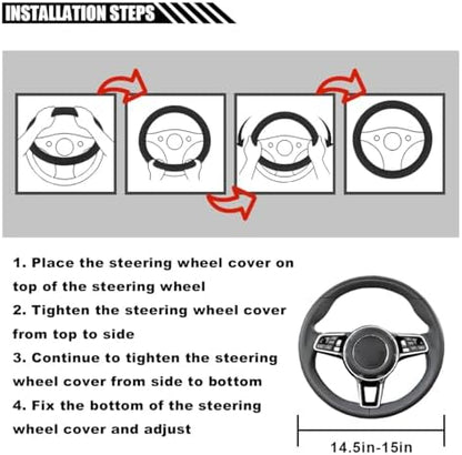 LAINLOY 15" Car Steering Wheel Cover, Microfiber Leather Cover - Image 6