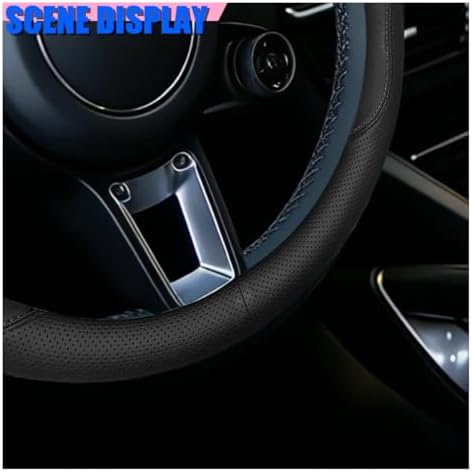 Craedli Black Nappa Leather Car Steering Wheel Cover 14.5-15 Inch - Image 3