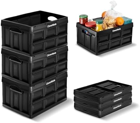 CleverMade Collapsible Storage Bins, 32L 3 Pack, 66 lb Stackable by CleverMade