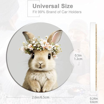 Easter Bunny Car Cup Holder Coaster, Cute Animal Rabbit Car Coasters - Image 2