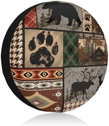 Black Bear Deer Spare Tire Cover 15 Inch Cabin Forest Waterproof Sun Protection by Unknown
