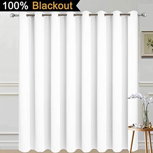 Yakamok Pure White Blackout Patio Door Curtain Panels W100 x L84, 1 Panel - Image 2