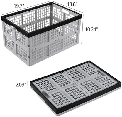 3-Pack Folding Storage Crates, 42L Collapsible Plastic Baskets - Image 2