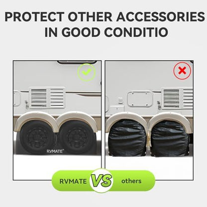 RVMATE RV Tire Covers, Dual Axle Wheel Cover Fits 33"-35" Dia. Tires, 2 Pack - Image 6