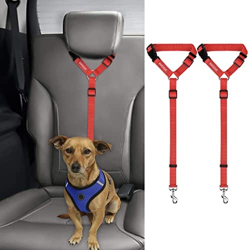 BWOGUE 2 Pack Dog Seat Belt for Car, Headrest Restraint Safety Strap by BWOGUEPetHome