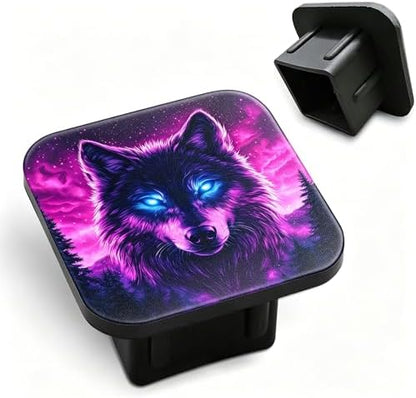 Hitch Receiver Cover 2" Neon Purple Wolf Trailer Hitch Cover Tube Cap Rubber by Unknown