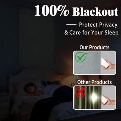 100% Blackout French Door Curtains, Room Darkening Shades Small Window Curtain - Image 2