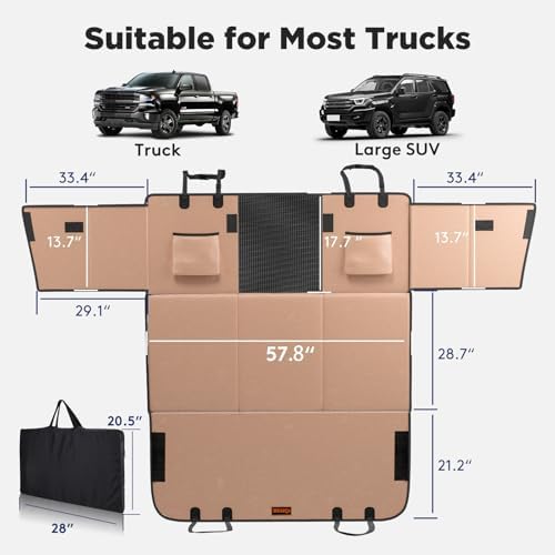 FURTIME XL Back Seat Extender for Dogs, Hard Bottom Seat Cover for Truck - Image 2