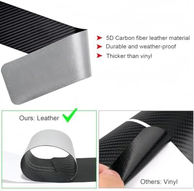 Door Sill Protectors for RAM 1500, Carbon Fiber Leather Style Scuff Plates - Image 5