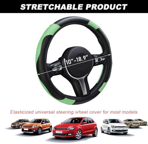 DXNQ Car Steering Wheel Cover, 15 Inch Carbon Fiber Leather Stitching Color - Image 2
