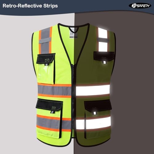 JKSafety Safety Vest for Men Women Hi Vis Reflective Vest JK220 Yellow M - Image 2