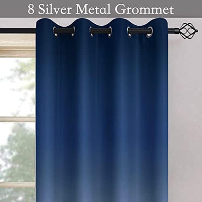 SimpleHome Blue to Grey White Ombre Room Darkening Curtains 96 Inch - Image 3