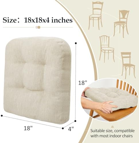 downluxe Chair Cushions for Dining Chairs 4 Pack, Tufted Indoor Chair Pads - Image 4
