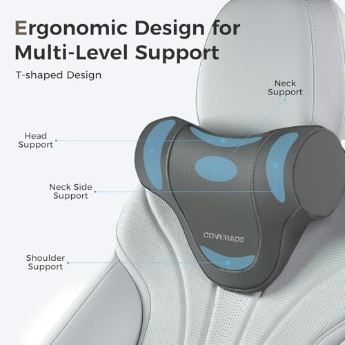 Coverado Car Headrest Pillow, Ergonomic Memory Foam Car Neck Pillow - Image 2