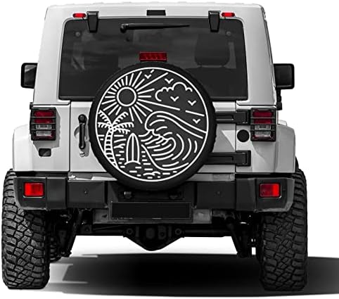 Great Wave and Surfboard Spare Tire Cover Dust-Proof Wheel Tire Cover Fit - Image 2