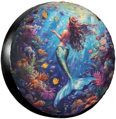 Mermaid Girl Spare Tire Cover Wheel Protectors Weatherproof Sun Protection by Gayruaicjz