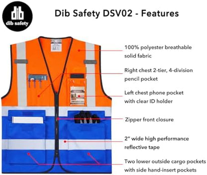 Dib Safety Hi Vis Reflective Safety Vest - Image 5