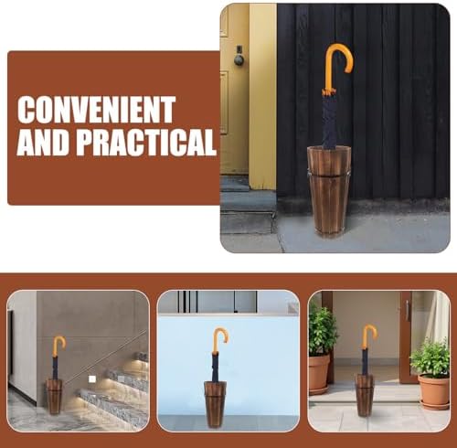 PRETYZOOM Wooden Umbrella Stand Umbrella Storage Stand - Image 5