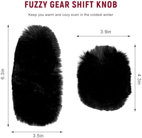 2PCS Fluffy Car Gear Shift Knob Cover & Handbrake Cover, Furry Auto Hand Brake - Image 2