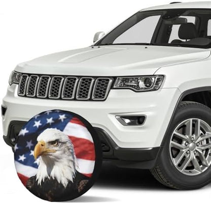 American Flag Star Spare Tire Cover USA Eagle Wheel Covers 14 Inch - Image 3