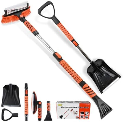 42'' Ice Scraper and Extendable Snow Brush Emergency Snow Shovel Snow Broom by TIROL