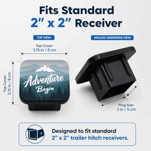 Trailer Hitch Covers Adventure Begins Mountain Heavy Duty 2 Inch Hitch Cover - Image 2