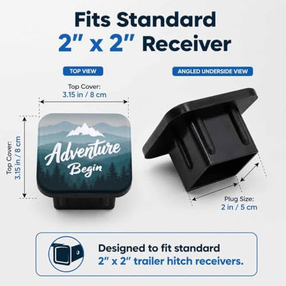 Trailer Hitch Covers Adventure Begins Mountain Heavy Duty 2 Inch Hitch Cover - Image 2