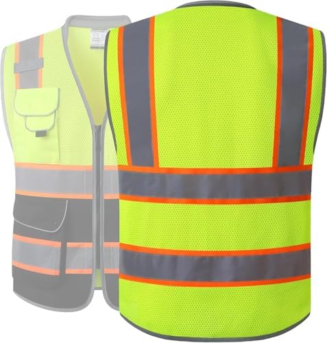 JKSafety Hi Vis Safety Vest for Men Women Cushioned Collar JK101 YBlack 5XL - Image 5