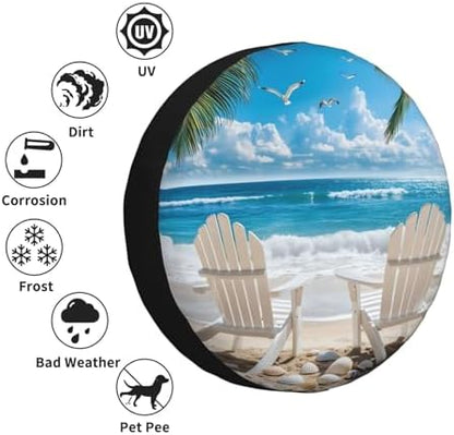 Spare Tire Cover for RV Camper, Beach Scene Tropical Tire Cover Protectors - Image 5