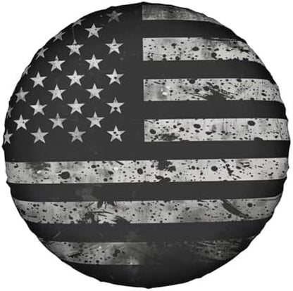 Black American Flag Tire Covers US Flags Pattern Tire Wheel Protector - Image 7